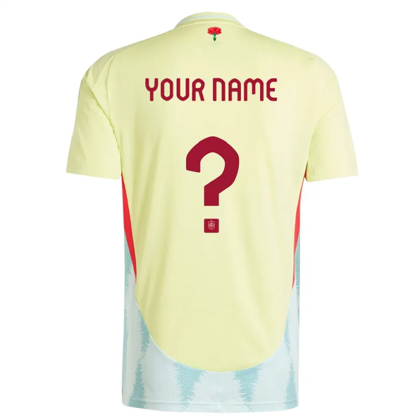 Danxen Heren Spanje Uw Naam #0 Geel Uitshirt Uittenue 24-26 T-Shirt