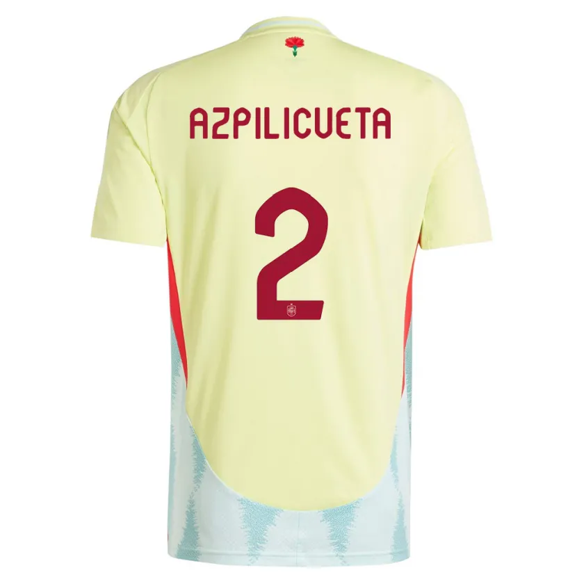 Danxen Heren Spanje Cesar Azpilicueta #2 Geel Uitshirt Uittenue 24-26 T-Shirt