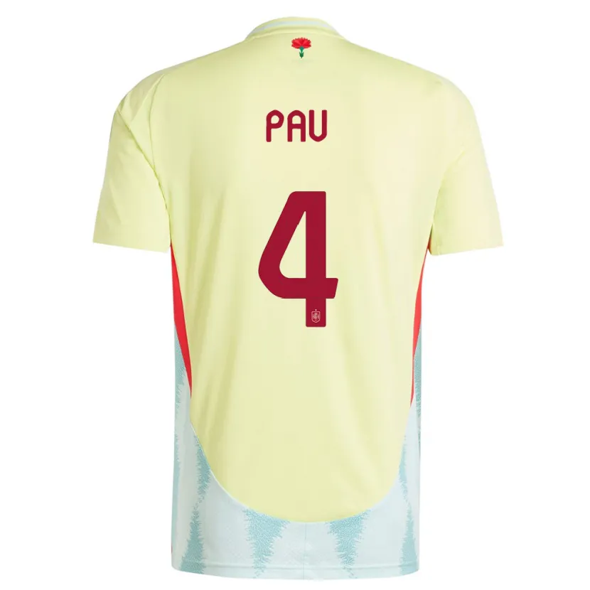Danxen Heren Spanje Pau Torres #4 Geel Uitshirt Uittenue 24-26 T-Shirt