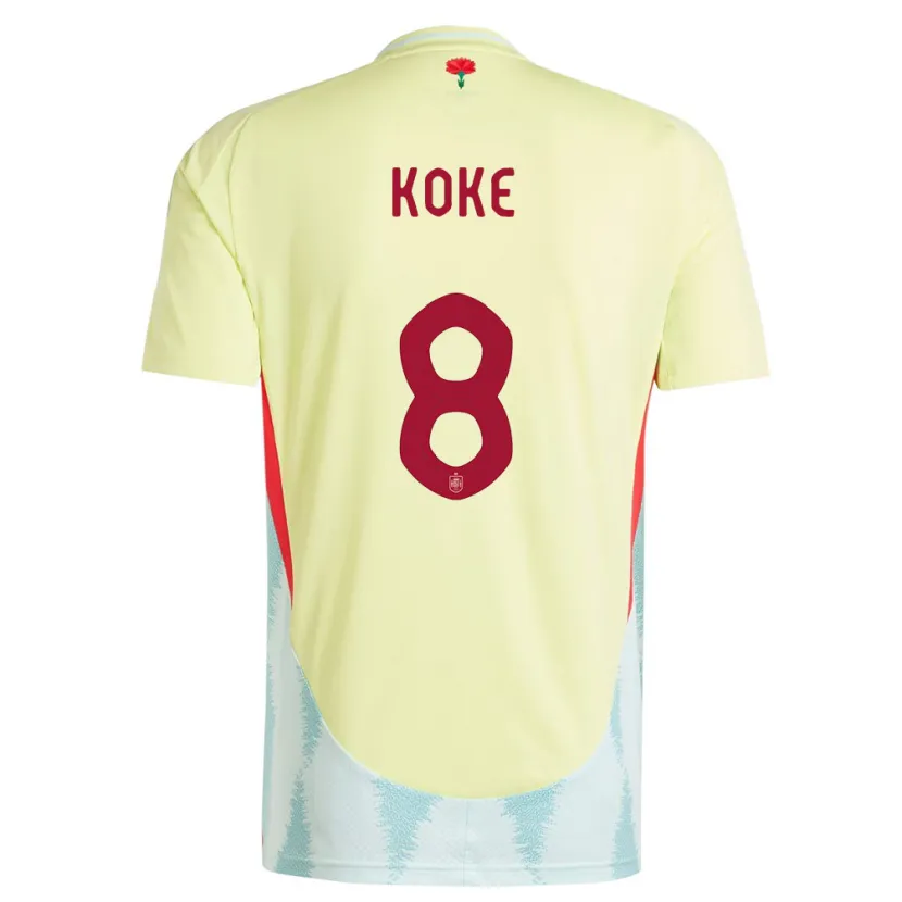 Danxen Heren Spanje Koke #8 Geel Uitshirt Uittenue 24-26 T-Shirt