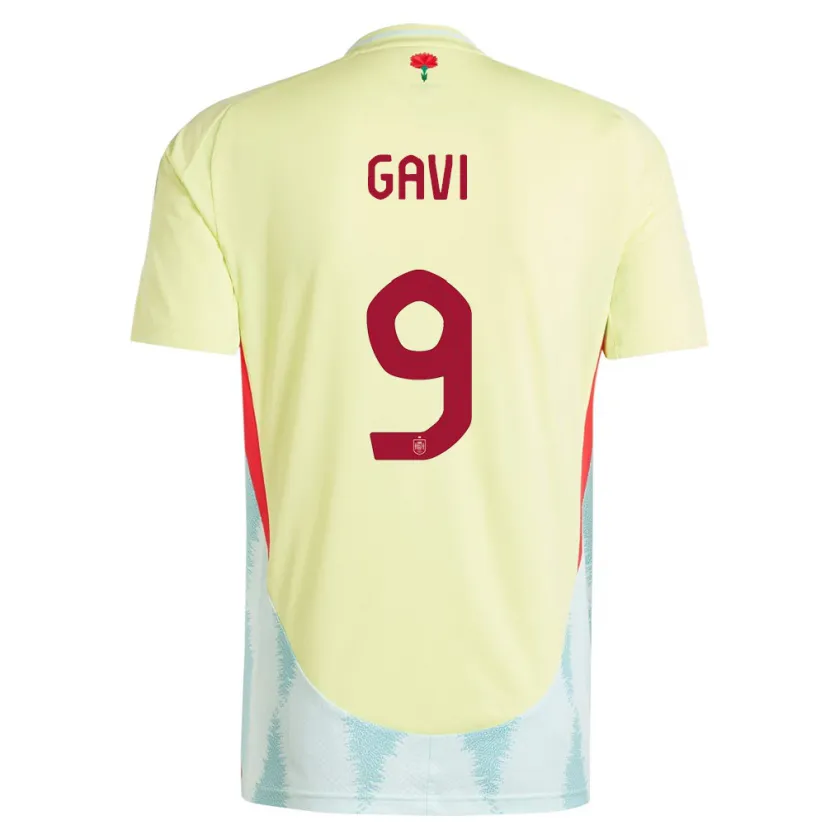 Danxen Heren Spanje Gavi #9 Geel Uitshirt Uittenue 24-26 T-Shirt