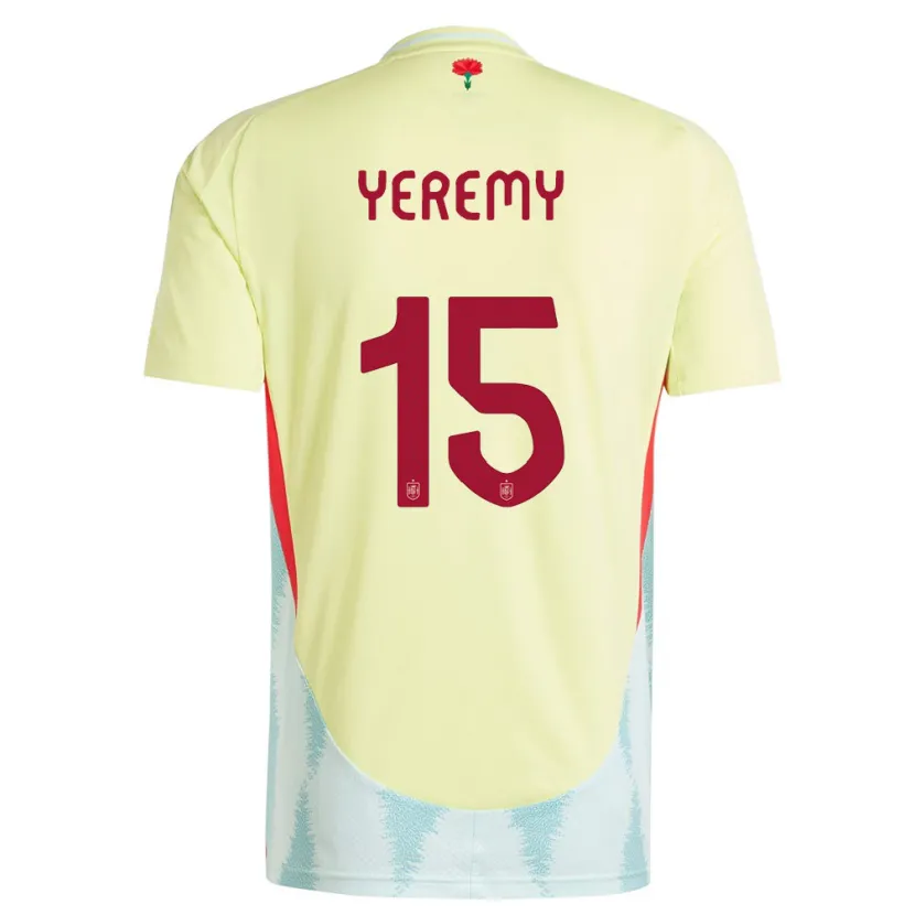Danxen Heren Spanje Yeremy Pino #15 Geel Uitshirt Uittenue 24-26 T-Shirt
