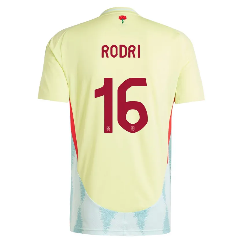 Danxen Heren Spanje Rodri #16 Geel Uitshirt Uittenue 24-26 T-Shirt