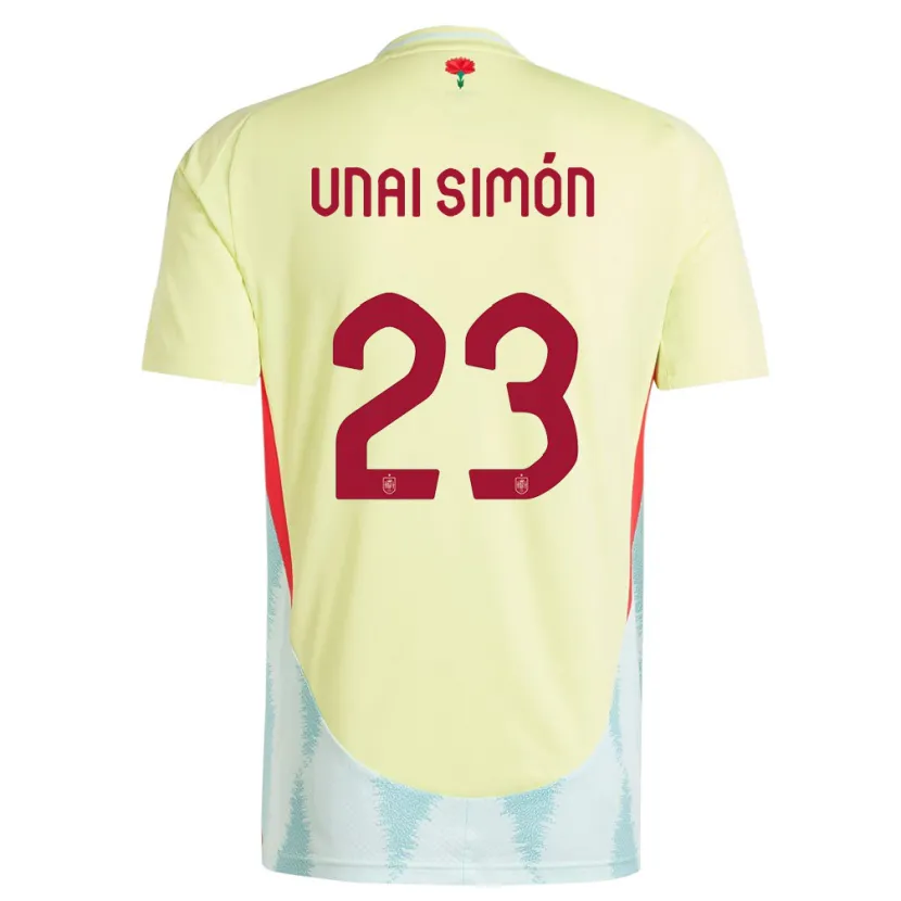 Danxen Heren Spanje Unai Simon #23 Geel Uitshirt Uittenue 24-26 T-Shirt