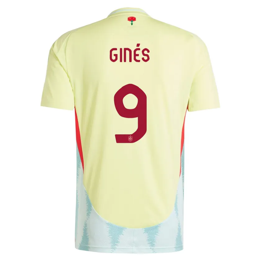 Danxen Heren Spanje Alvaro Gines #9 Geel Uitshirt Uittenue 24-26 T-Shirt