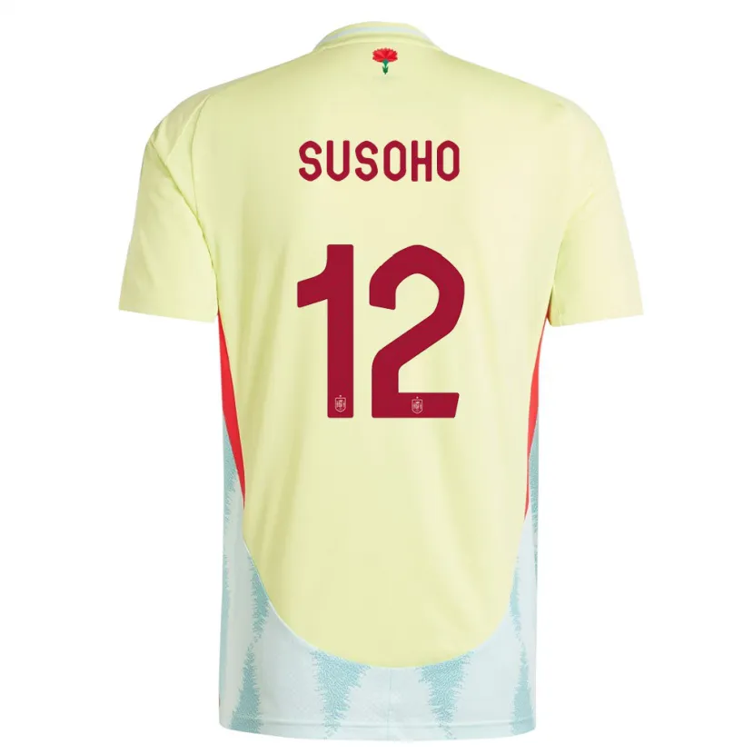 Danxen Heren Spanje Mahamadou Susoho #12 Geel Uitshirt Uittenue 24-26 T-Shirt