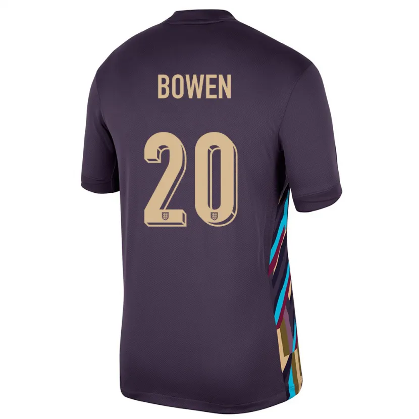 Danxen Heren Engeland Jarrod Bowen #20 Donkere Rozijn Uitshirt Uittenue 24-26 T-Shirt