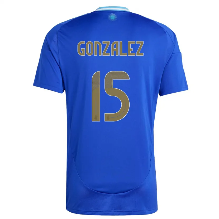 Danxen Heren Argentinië Nicolas Gonzalez #15 Blauw Uitshirt Uittenue 24-26 T-Shirt