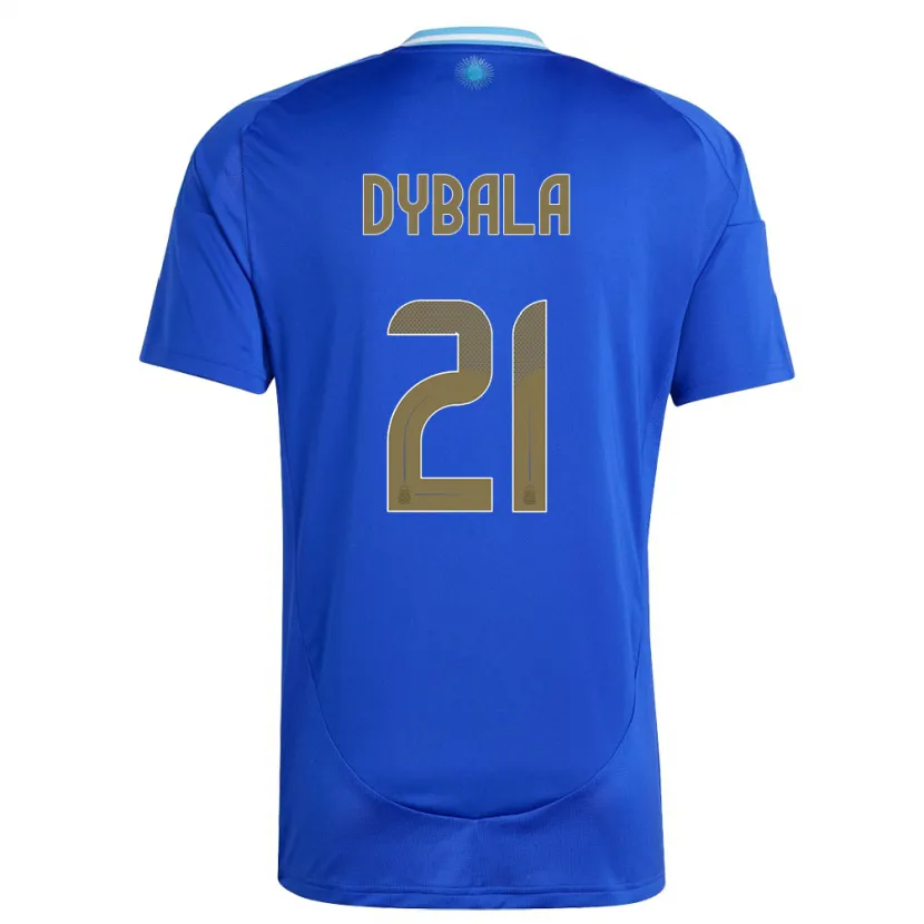 Danxen Heren Argentinië Paulo Dybala #21 Blauw Uitshirt Uittenue 24-26 T-Shirt