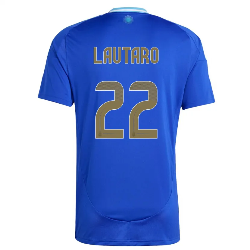 Danxen Heren Argentinië Lautaro Martinez #22 Blauw Uitshirt Uittenue 24-26 T-Shirt