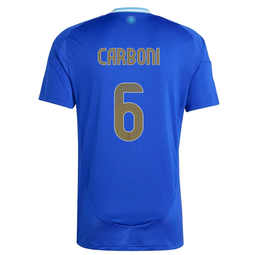 Danxen Heren Argentinië Franco Carboni #6 Blauw Uitshirt Uittenue 24-26 T-Shirt
