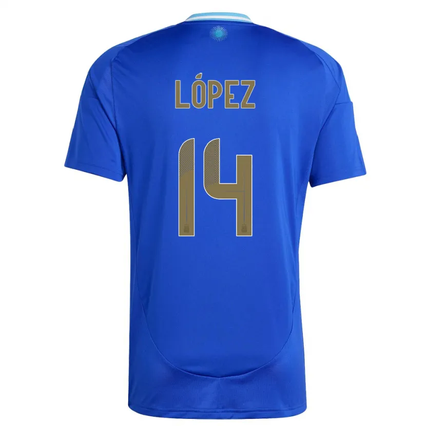 Danxen Heren Argentinië Lautaro Lopez #14 Blauw Uitshirt Uittenue 24-26 T-Shirt
