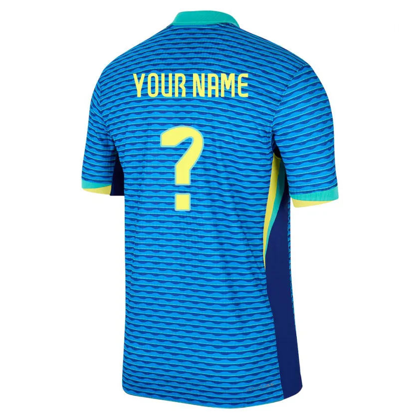 Danxen Heren Brazilië Uw Naam #0 Blauw Uitshirt Uittenue 24-26 T-Shirt