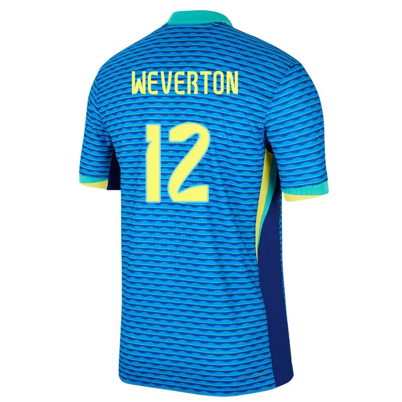 Danxen Heren Brazilië Weverton #12 Blauw Uitshirt Uittenue 24-26 T-Shirt
