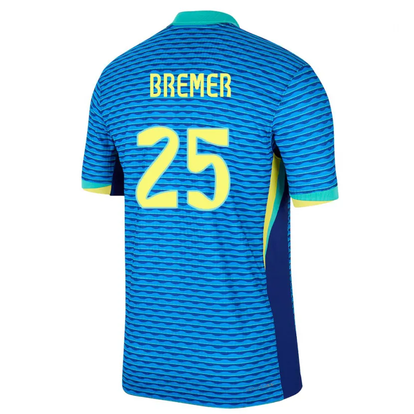 Danxen Heren Brazilië Bremer #25 Blauw Uitshirt Uittenue 24-26 T-Shirt