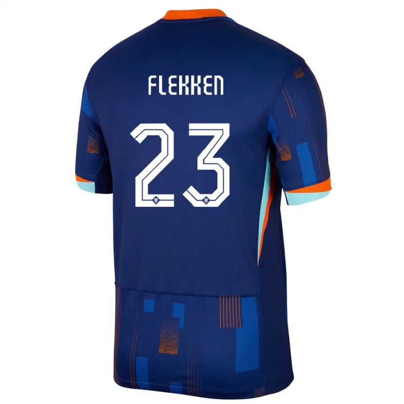 Danxen Heren Nederland Mark Flekken #23 Blauw Uitshirt Uittenue 24-26 T-Shirt