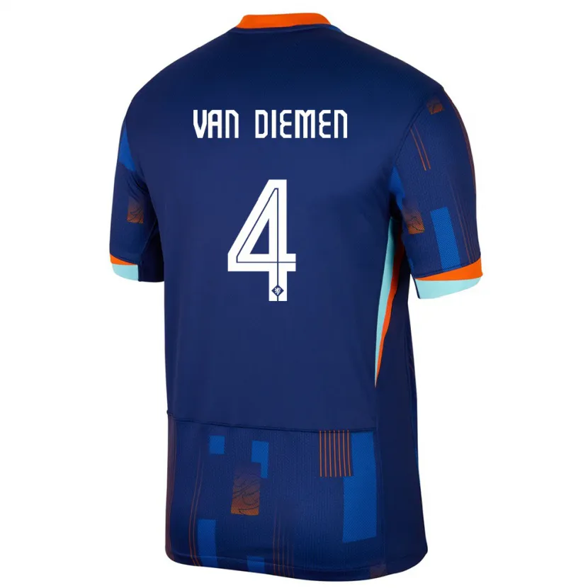 Danxen Heren Nederland Samantha Van Diemen #4 Blauw Uitshirt Uittenue 24-26 T-Shirt