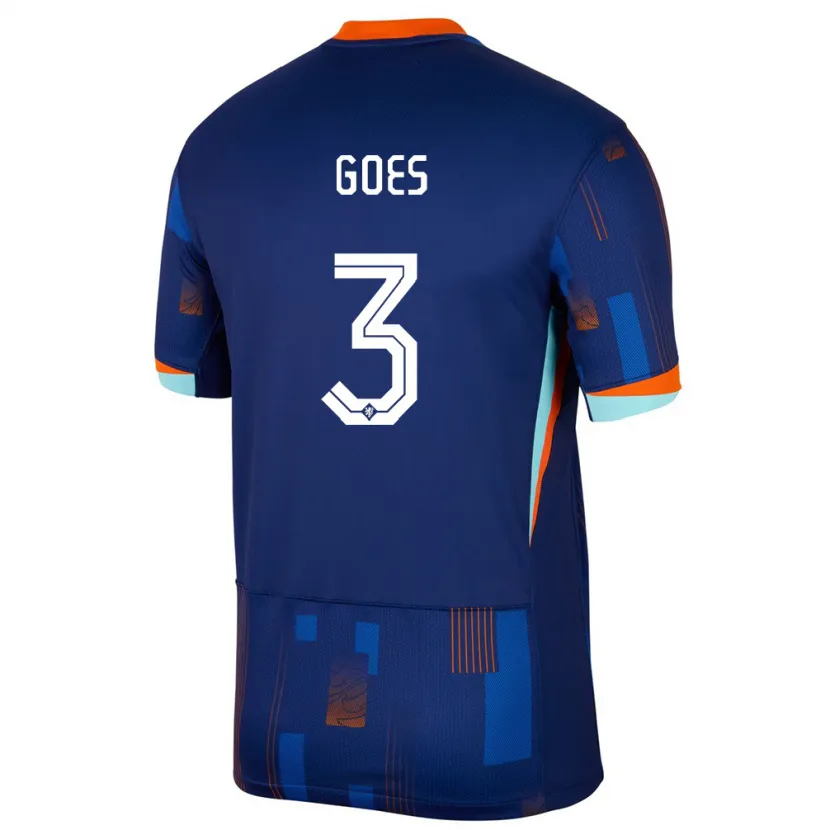 Danxen Heren Nederland Wouter Goes #3 Blauw Uitshirt Uittenue 24-26 T-Shirt