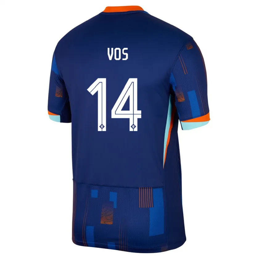 Danxen Heren Nederland Silvano Vos #14 Blauw Uitshirt Uittenue 24-26 T-Shirt