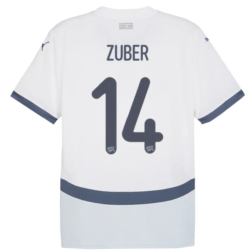 Danxen Heren Zwitserland Steven Zuber #14 Wit Uitshirt Uittenue 24-26 T-Shirt