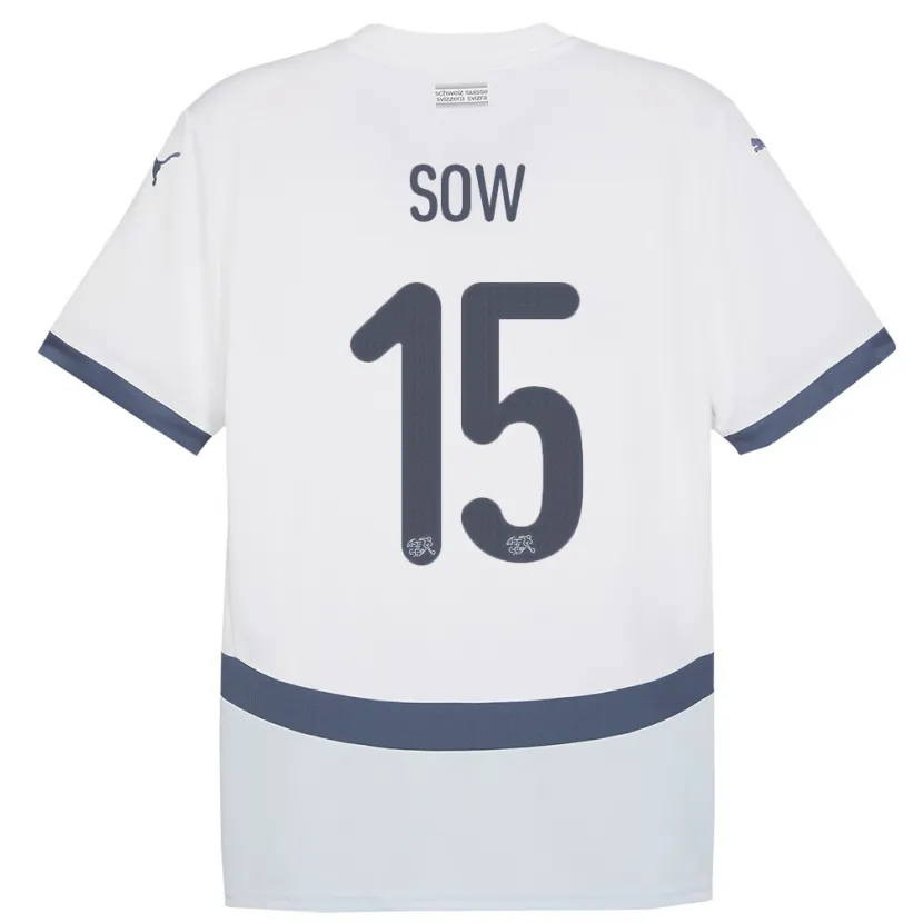 Danxen Heren Zwitserland Djibril Sow #15 Wit Uitshirt Uittenue 24-26 T-Shirt