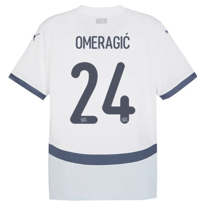 Danxen Heren Zwitserland Becir Omeragic #24 Wit Uitshirt Uittenue 24-26 T-Shirt
