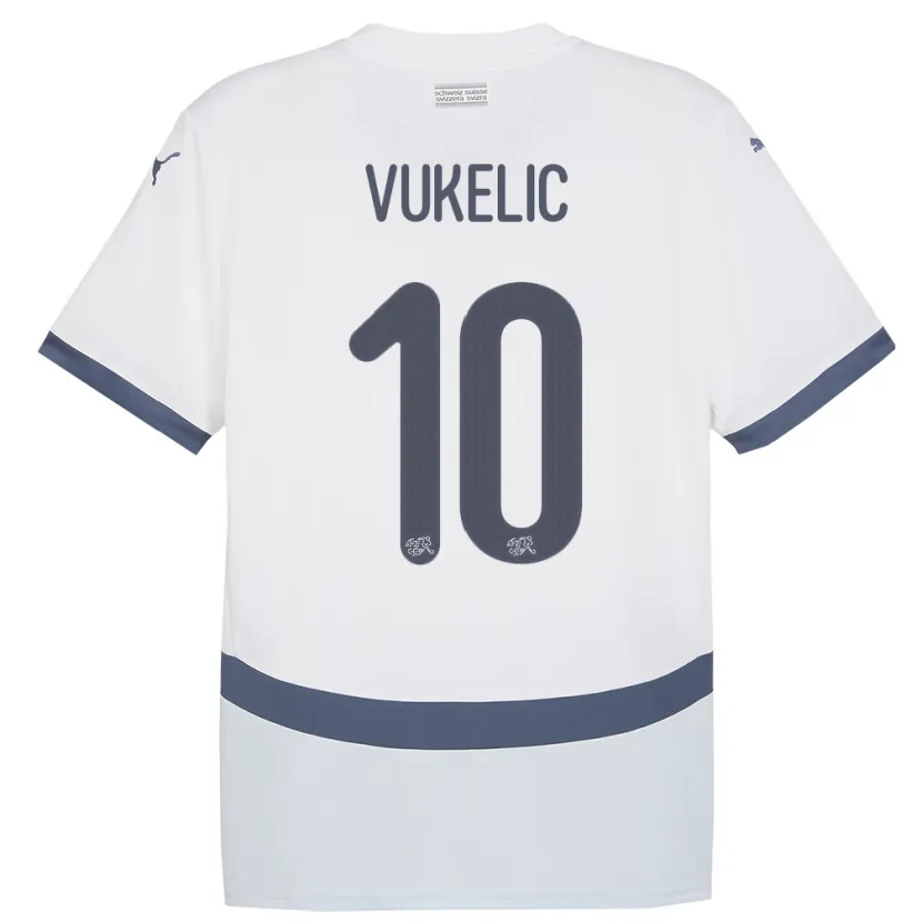 Danxen Heren Zwitserland Mile Vukelic #10 Wit Uitshirt Uittenue 24-26 T-Shirt