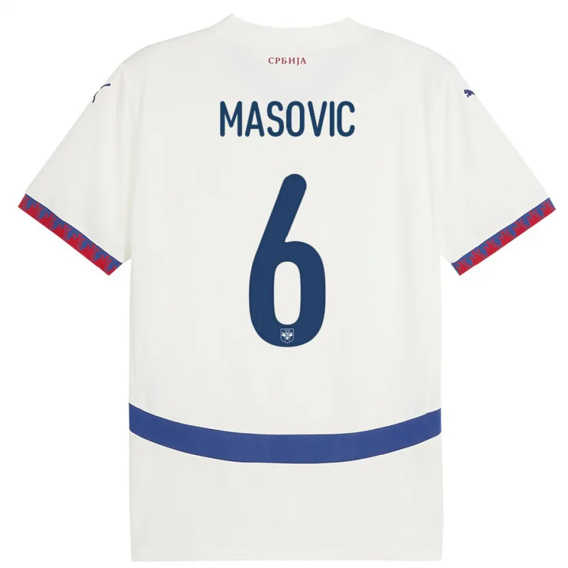 Danxen Heren Servië Erhan Masovic #6 Wit Uitshirt Uittenue 24-26 T-Shirt