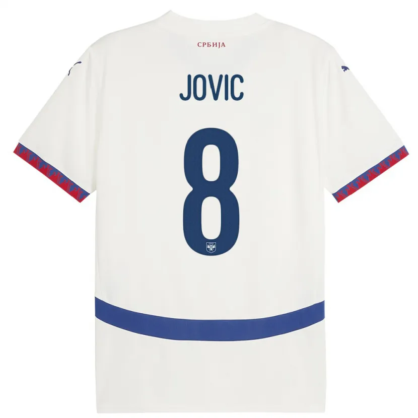 Danxen Heren Servië Luka Jovic #8 Wit Uitshirt Uittenue 24-26 T-Shirt