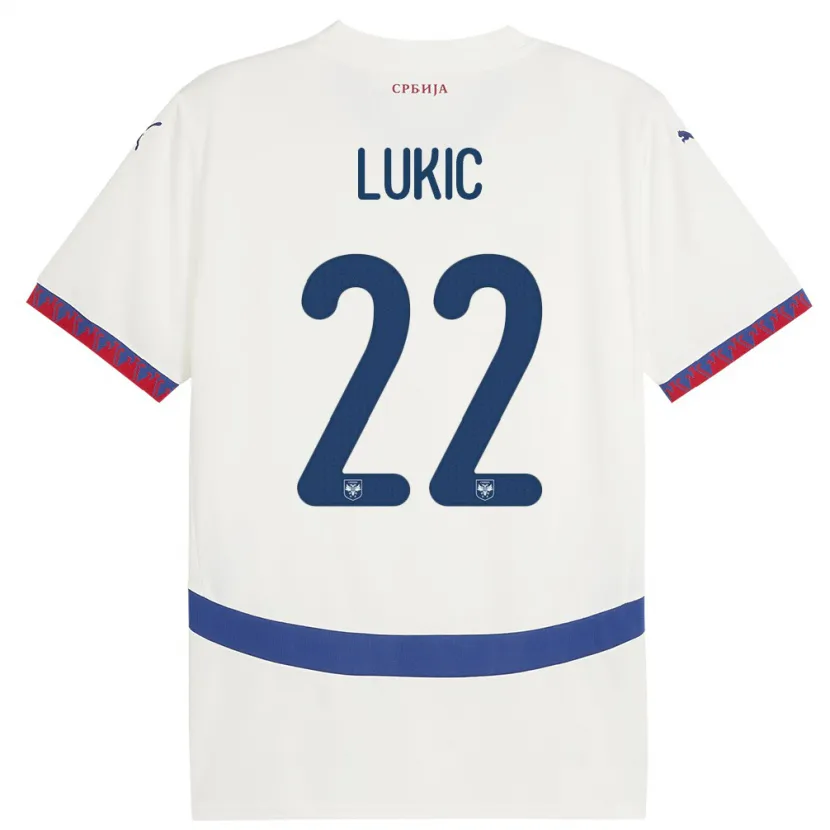 Danxen Heren Servië Sasa Lukic #22 Wit Uitshirt Uittenue 24-26 T-Shirt