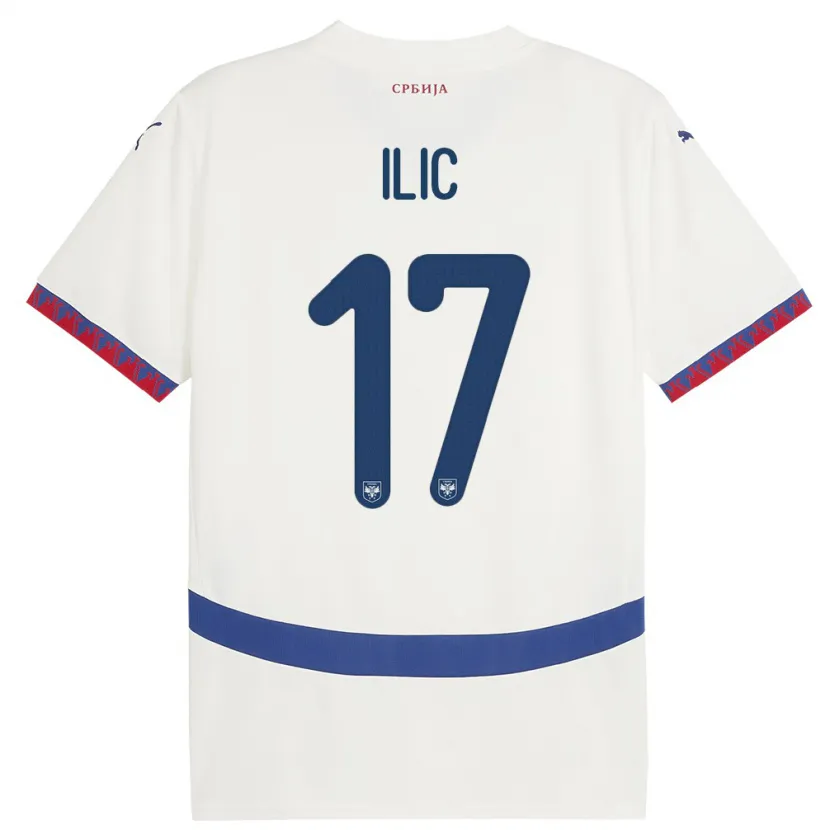 Danxen Heren Servië Ivan Ilic #17 Wit Uitshirt Uittenue 24-26 T-Shirt