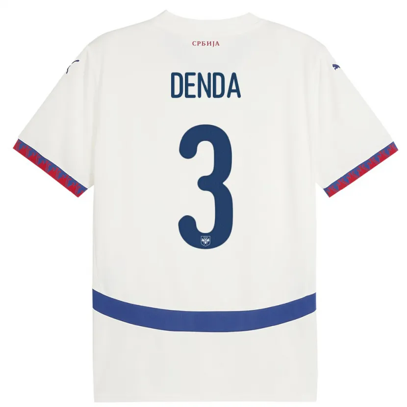 Danxen Heren Servië Milica Denda #3 Wit Uitshirt Uittenue 24-26 T-Shirt