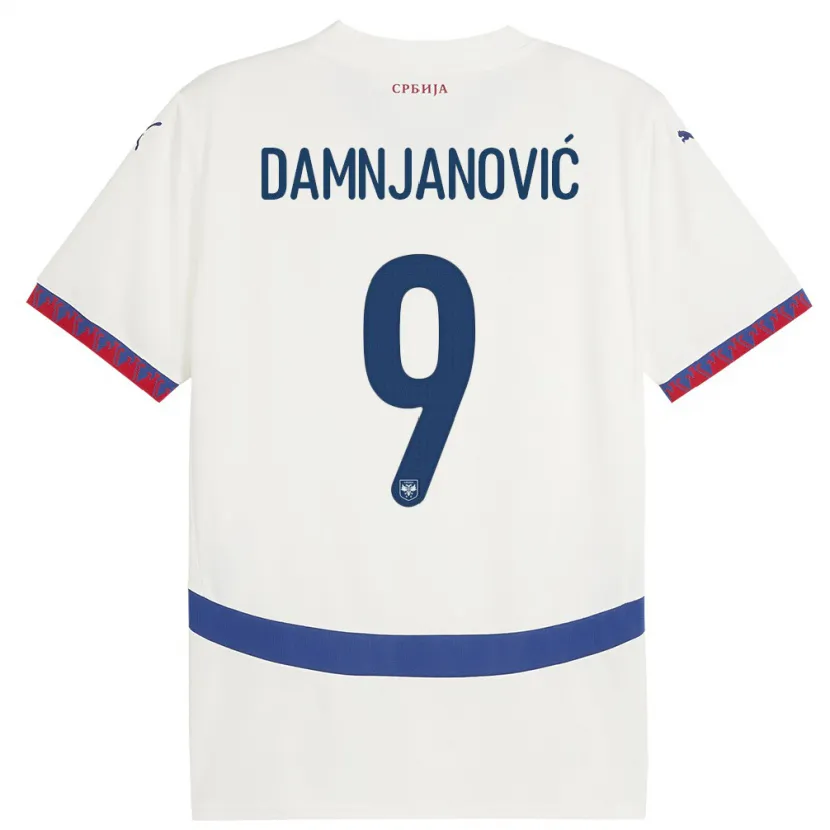Danxen Heren Servië Jovana Damnjanovic #9 Wit Uitshirt Uittenue 24-26 T-Shirt