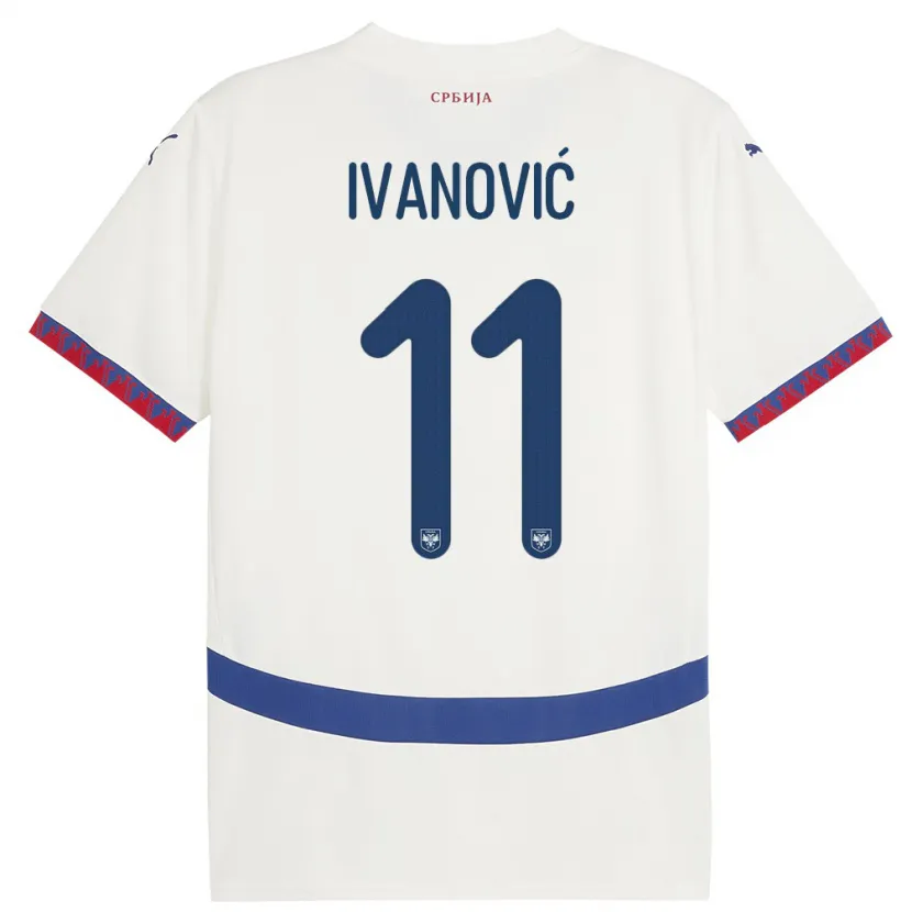 Danxen Heren Servië Miljana Ivanovic #11 Wit Uitshirt Uittenue 24-26 T-Shirt