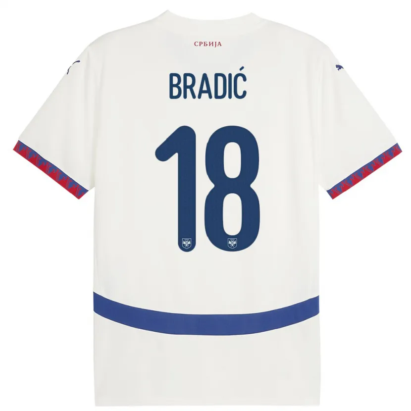 Danxen Heren Servië Biljana Bradic #18 Wit Uitshirt Uittenue 24-26 T-Shirt