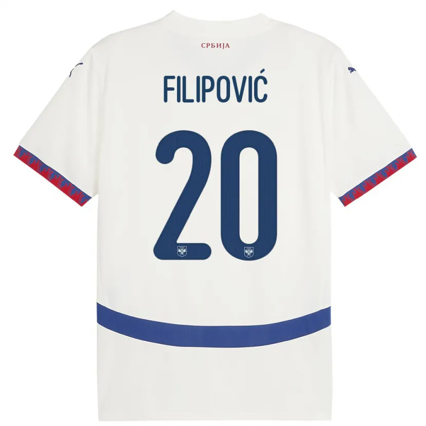Danxen Heren Servië Tijana Filipovic #20 Wit Uitshirt Uittenue 24-26 T-Shirt