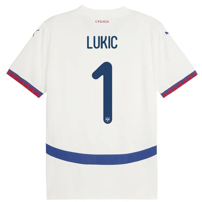 Danxen Heren Servië Ognjen Lukic #1 Wit Uitshirt Uittenue 24-26 T-Shirt