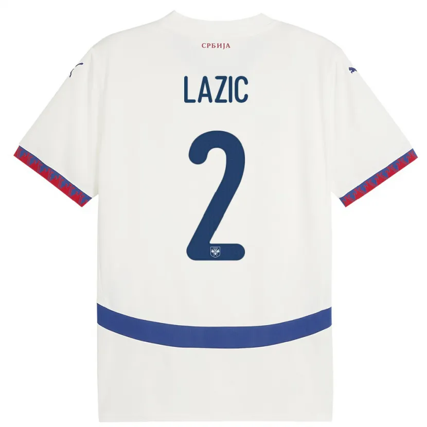 Danxen Heren Servië Uros Lazic #2 Wit Uitshirt Uittenue 24-26 T-Shirt