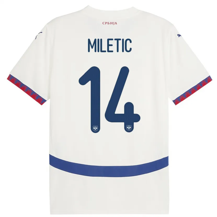 Danxen Heren Servië Vladimir Miletic #14 Wit Uitshirt Uittenue 24-26 T-Shirt