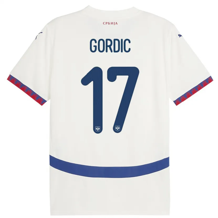 Danxen Heren Servië Djordje Gordic #17 Wit Uitshirt Uittenue 24-26 T-Shirt