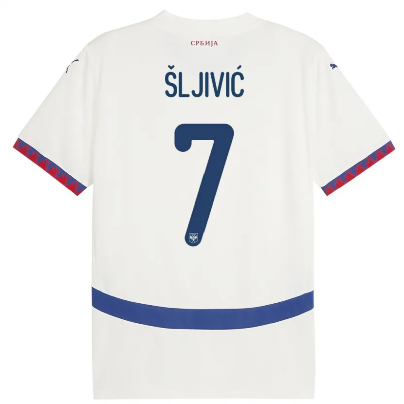 Danxen Heren Servië Jovan Sljivic #7 Wit Uitshirt Uittenue 24-26 T-Shirt