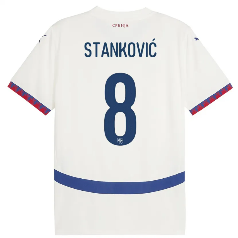Danxen Heren Servië Aleksandar Stankovic #8 Wit Uitshirt Uittenue 24-26 T-Shirt