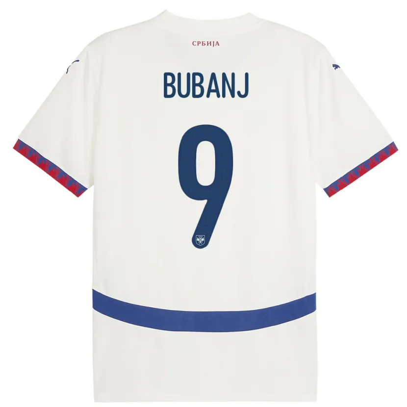 Danxen Heren Servië Mateja Bubanj #9 Wit Uitshirt Uittenue 24-26 T-Shirt