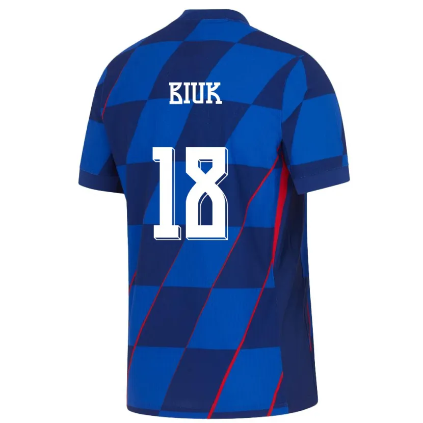 Danxen Heren Kroatië Stipe Biuk #18 Blauw Uitshirt Uittenue 24-26 T-Shirt