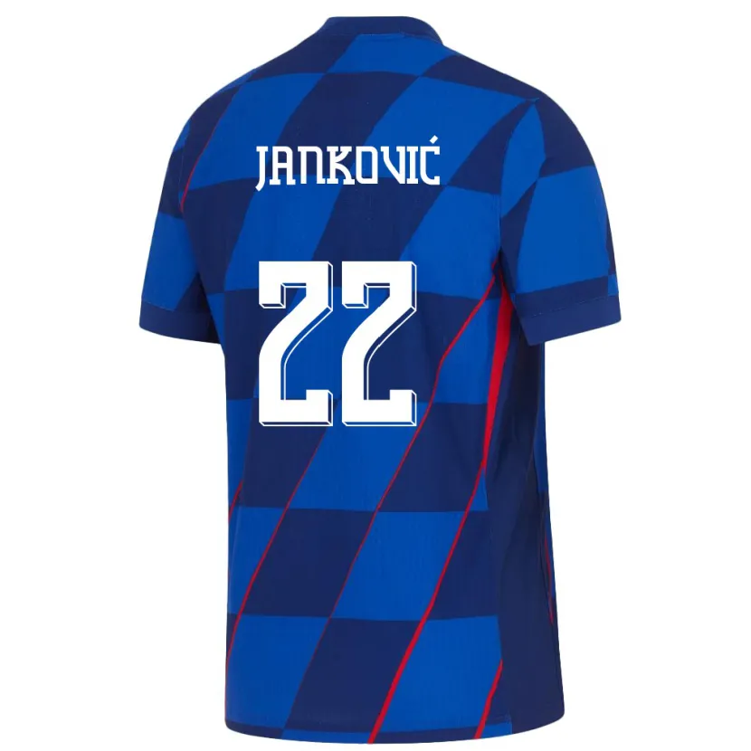Danxen Heren Kroatië Niko Jankovic #22 Blauw Uitshirt Uittenue 24-26 T-Shirt