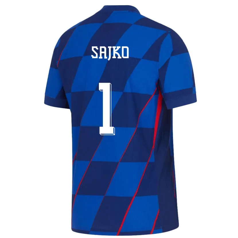 Danxen Heren Kroatië Tin Sajko #1 Blauw Uitshirt Uittenue 24-26 T-Shirt
