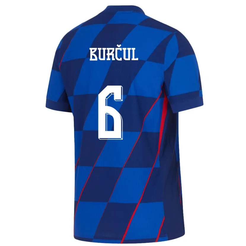 Danxen Heren Kroatië Bruno Burcul #6 Blauw Uitshirt Uittenue 24-26 T-Shirt