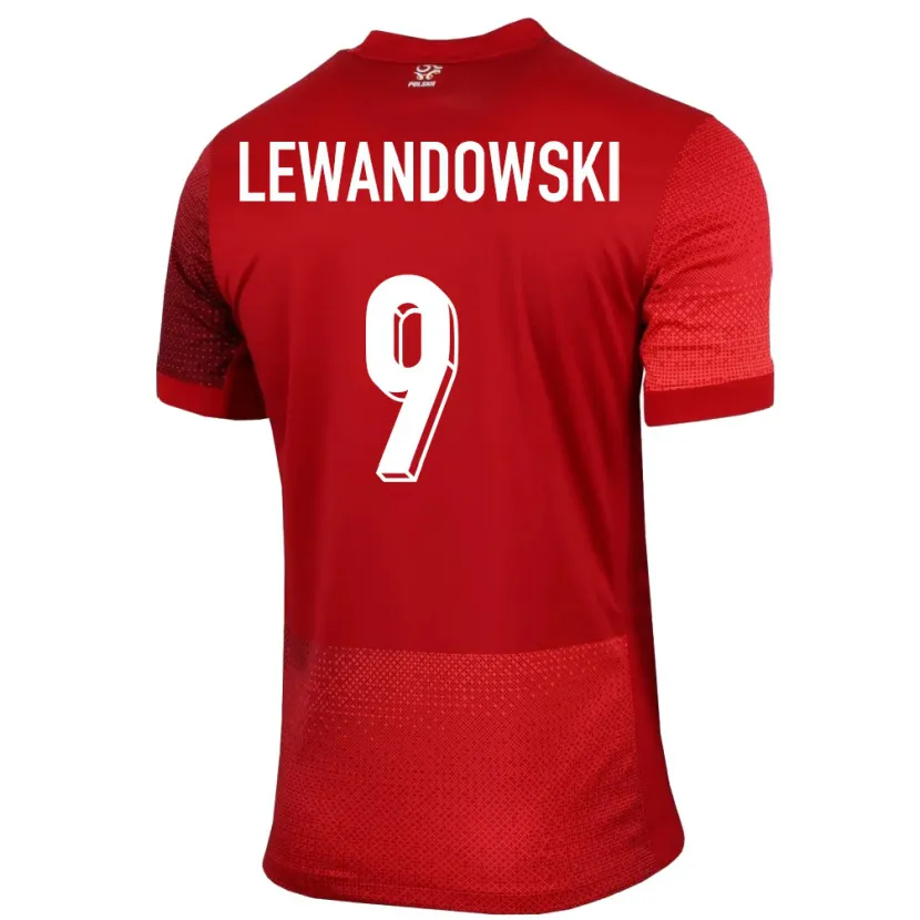 Danxen Heren Polen Robert Lewandowski #9 Rood Uitshirt Uittenue 24-26 T-Shirt