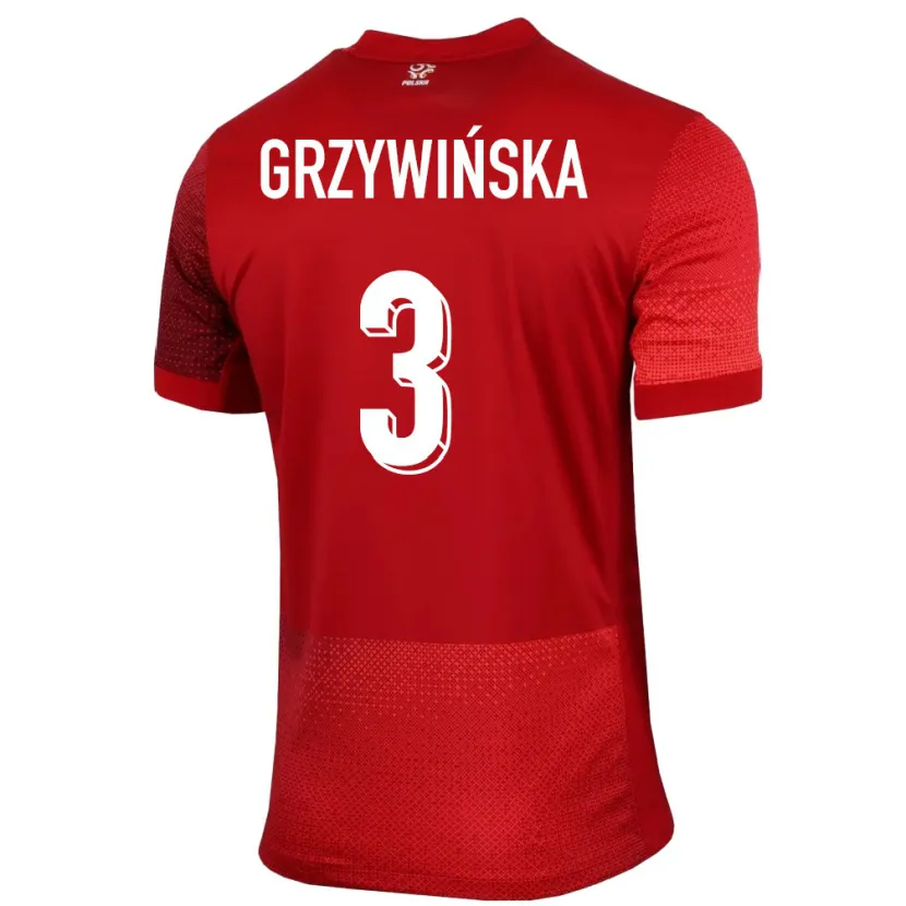 Danxen Heren Polen Gabriela Grzywinska #3 Rood Uitshirt Uittenue 24-26 T-Shirt