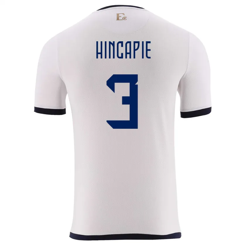 Danxen Heren Ecuador Piero Hincapie #3 Wit Uitshirt Uittenue 24-26 T-Shirt